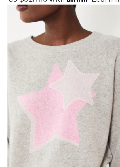 NWT WHITE + WARREN CASHMERE MULTI STAR INTARSIA SWEATSHIRT - MISTY GREY HEAT… - Picture 3 of 8